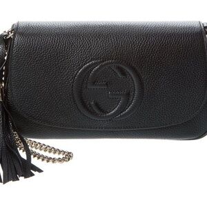 Gucci Soho Disco Gg Black Calf Leather Tassel Cha… - image 1